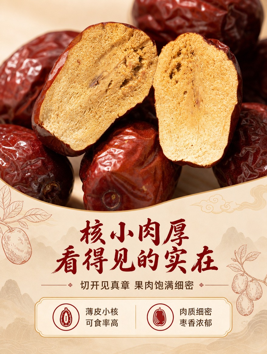 [商品] 使用【图5】红枣切面特写图、【图7】切面细节图；保留… - 图片创意预览