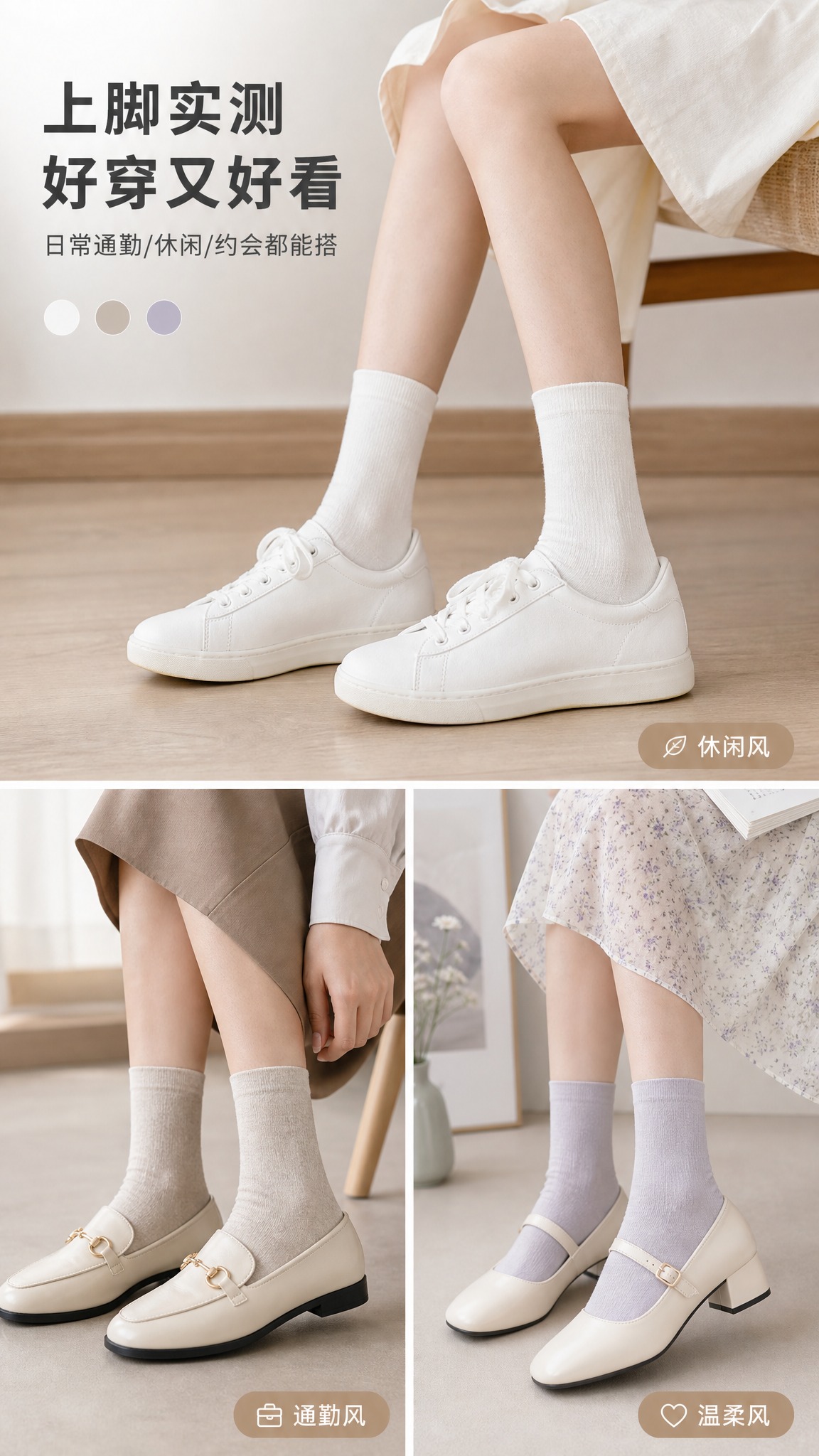 [商品] 使用【图1】中的中筒袜款式，生成亚洲女性腿部穿着效果… - 图片创意预览