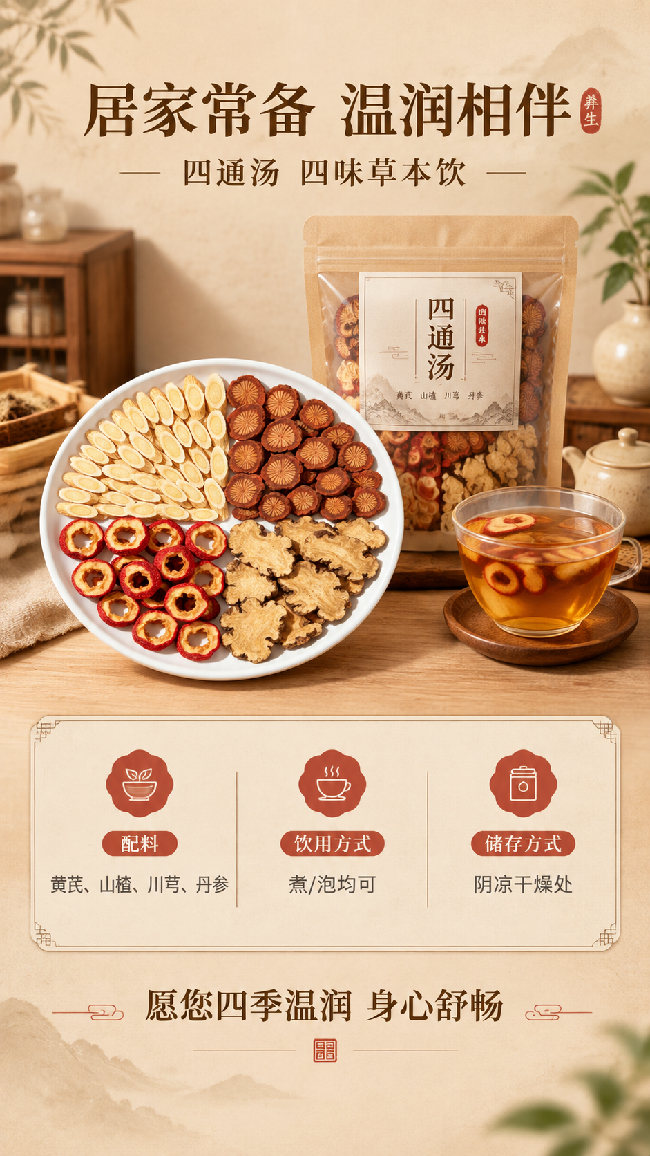 [商品] 使用【图1】四通汤四味原料（黄芪、山楂、川芎、丹参）… - 图片创意预览
