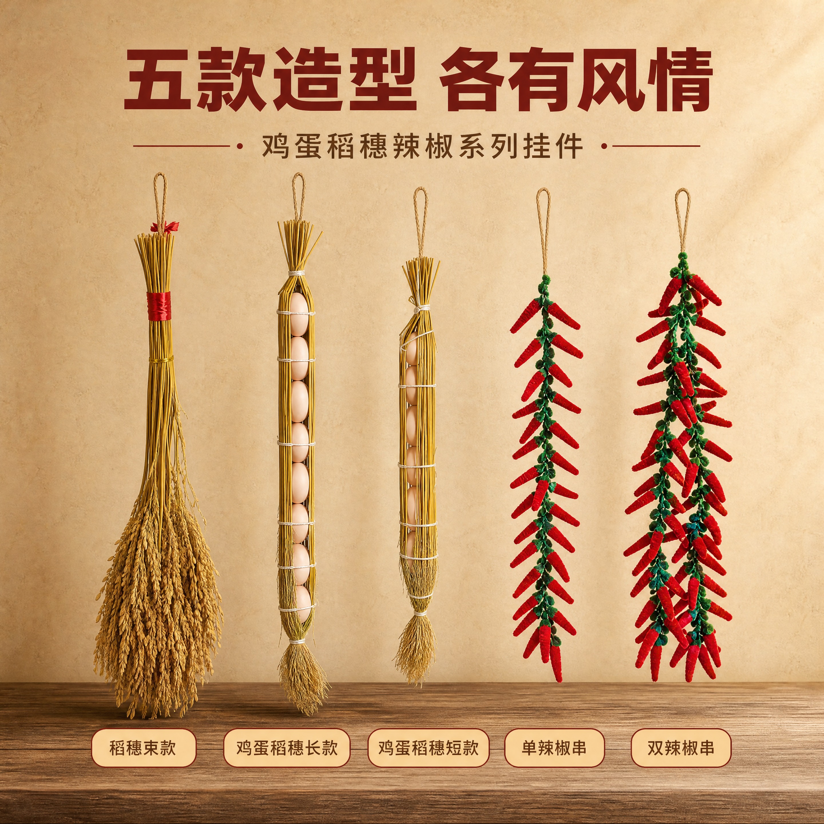[商品] 使用【图2】【图5】鸡蛋稻穗手工辣椒挂件全家福；保留… - 图片创意预览