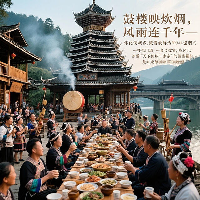 侗族文化主题（鼓楼、风雨桥、合拢宴）
① 鼓楼映炊烟，风雨连千年——怀化侗族乡，藏着最鲜活的非遗烟火

② 一杯拦门酒，一桌合拢宴，在怀化，读懂“天下侗族一家亲”的温情

③ 雕梁画栋间藏匠心，笙歌阵阵里传文脉，怀化侗族文化，是时光酿就的民族瑰宝