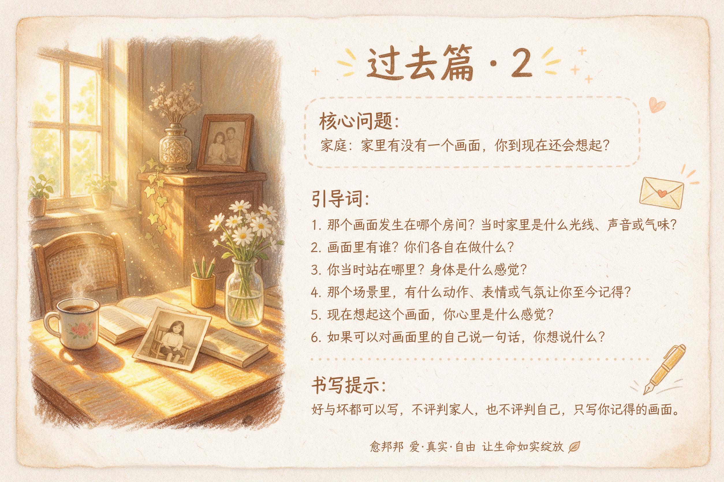 蜡笔手绘风格，横版明信片式生命故事卡牌，米白色做旧纸张质感，整… - 图片创意预览