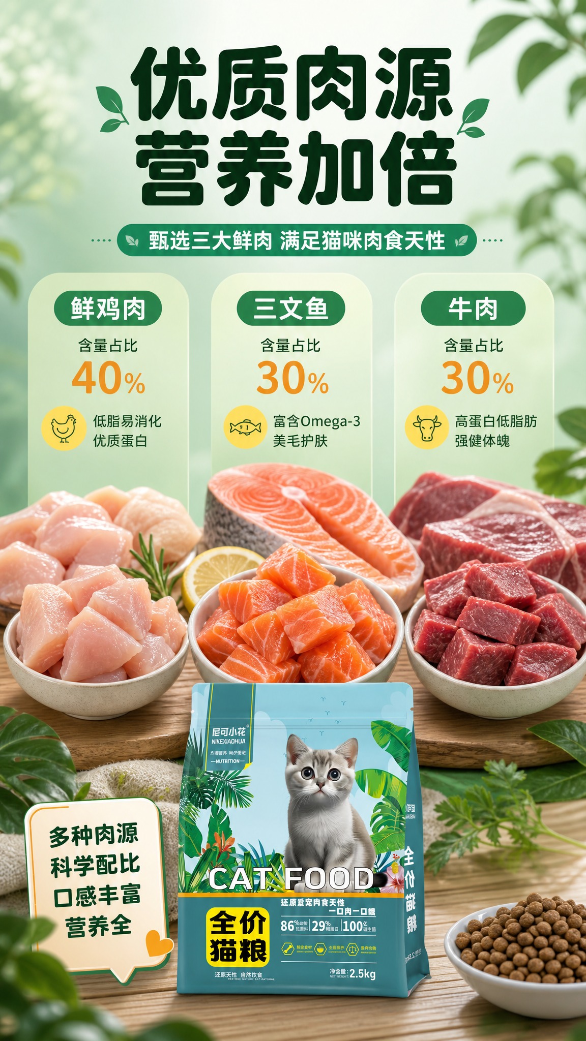 [商品] 使用【图1】尼可小花全价猫粮袋装产品；保留包装袋所有… - 图片创意预览