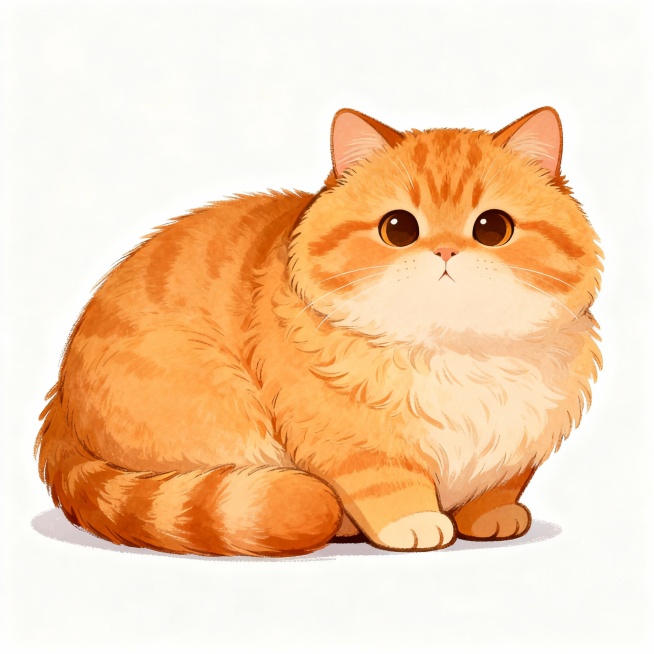 参考图片生成一个胖橘猫，白底预览效果