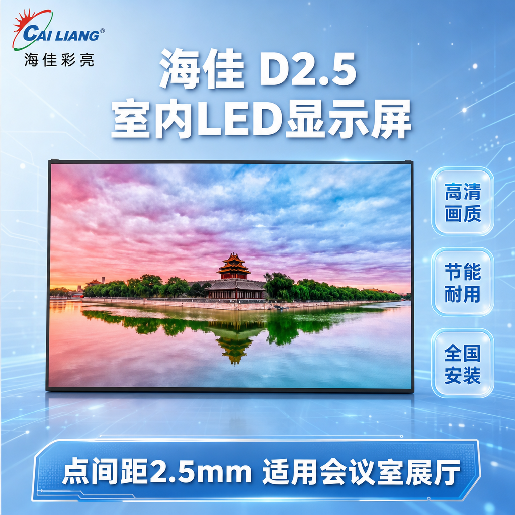 海佳D2.5 LED显示屏SKU搜索主图，淡蓝色科技风，1:1… - 图片创意预览