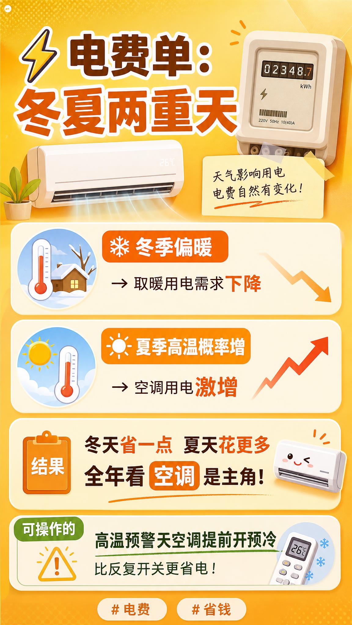 小红书风格信息卡，电费影响主题，9:16竖版，黄橙渐变色调，空… - 图片创意预览
