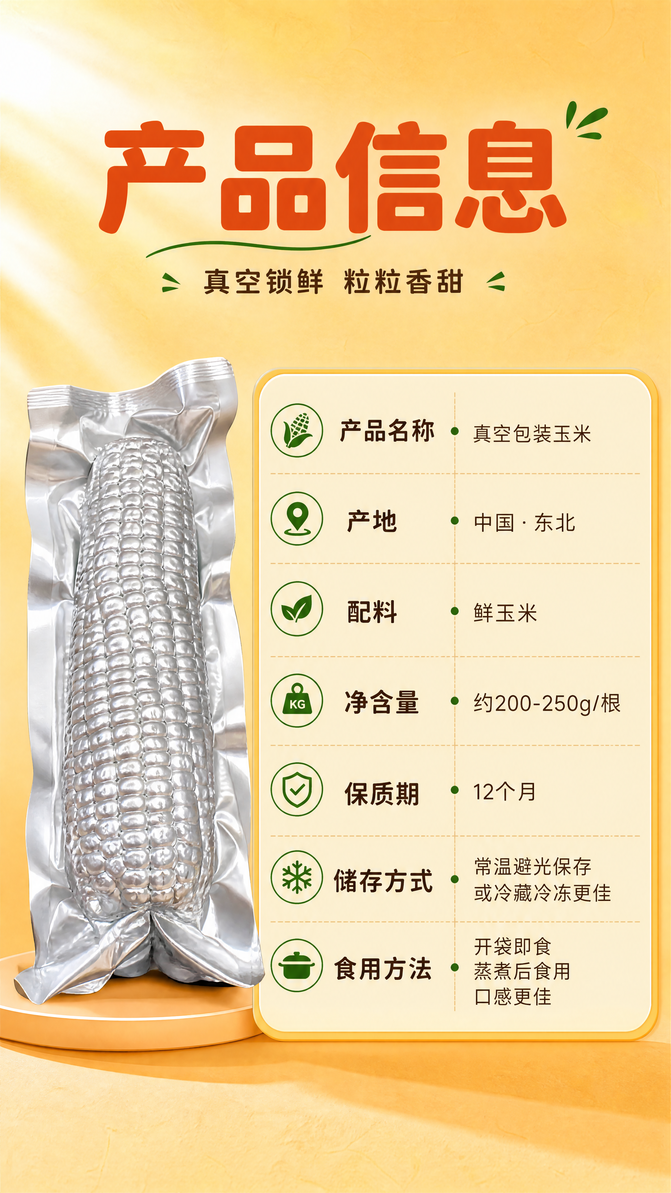 [商品] 使用【图2】真空包装玉米作为左侧产品图；保留包装外形… - 图片创意预览