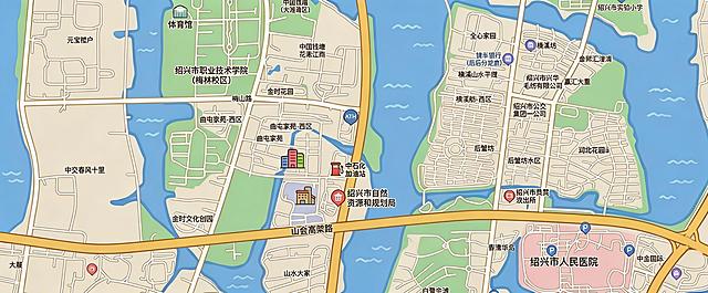 移除“大家家界”文字和它上方的医院图标，删除整张图里所有带十字的医院图标，保持地图其余内容、卡通风格不变，背景自然融合