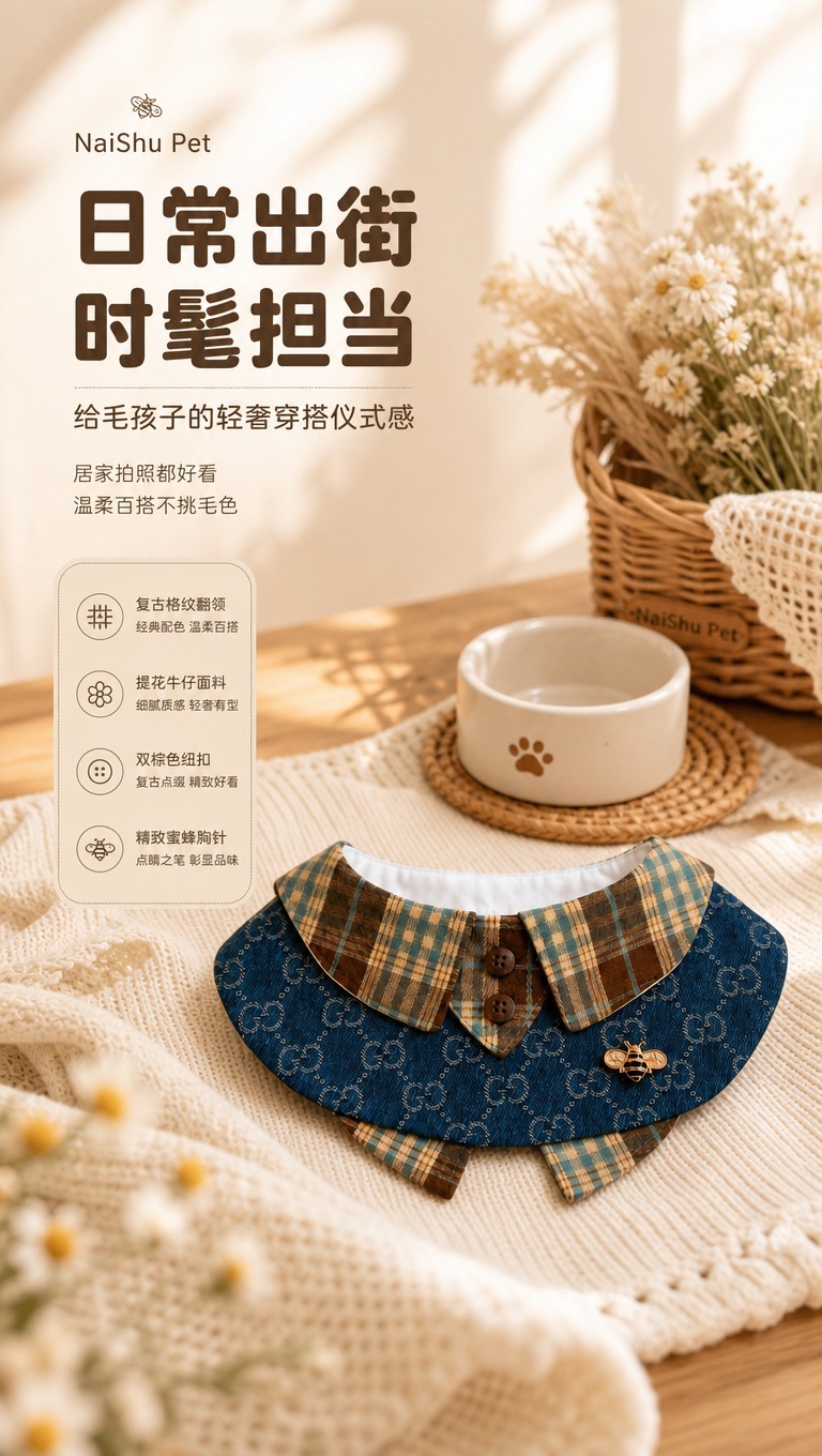 [商品] 使用【图1】NaiShu Pet 韩系轻奢牛仔宠物围… - 图片创意预览