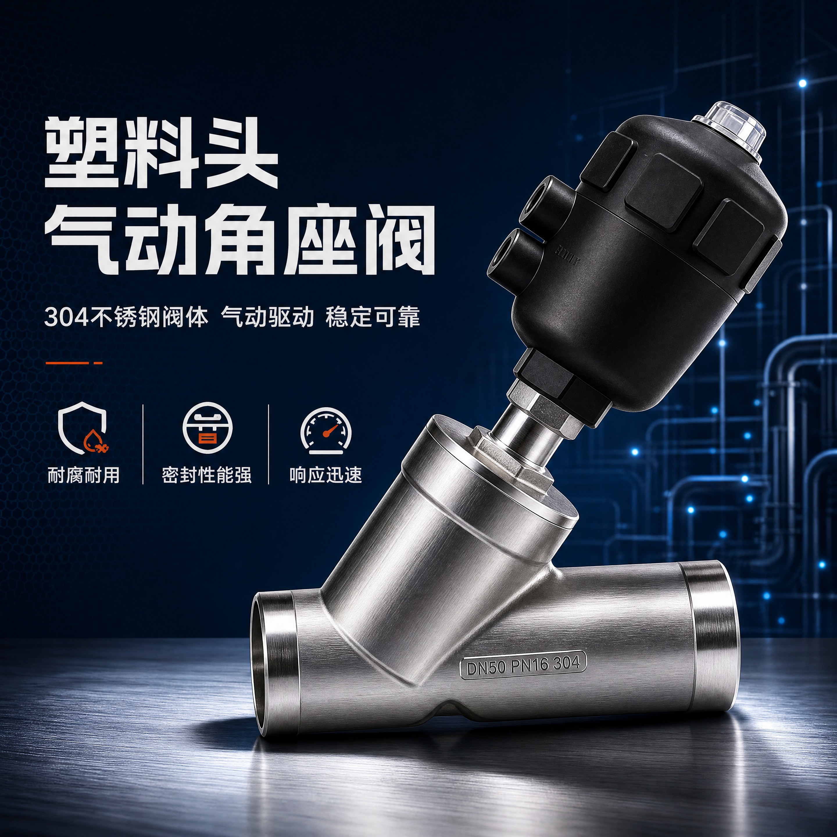 [商品] 使用【图6】DN50塑料头气动角座阀产品图；保留Y型… - 图片创意预览