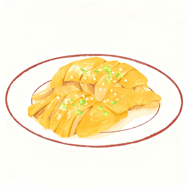 去掉图中所有的水印，保持原图中白切鸡插画的内容、风格、色彩完全不变预览效果