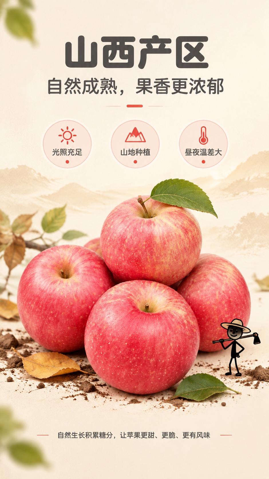 [商品] 使用【图2】山西红富士苹果整果；保留苹果红黄相间条红… - 图片创意预览