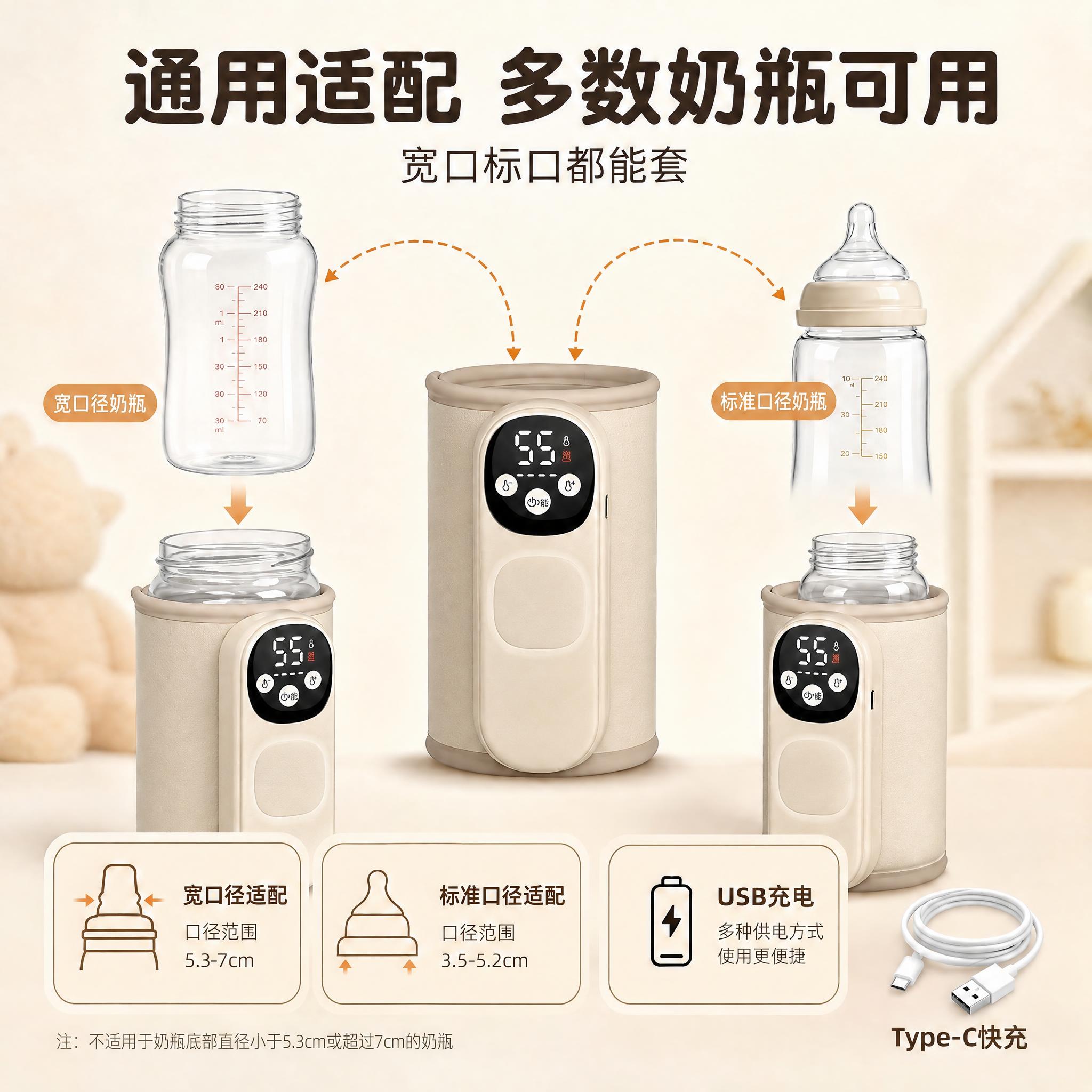 将图中产品（奶瓶保温套）的所有白色区域替换为浅卡其色，保持产品… - 图片创意预览