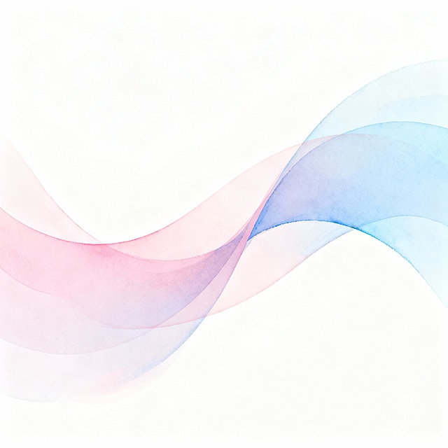 梦幻水彩波纹，柔和粉蓝交织，抽象几何流动，清透双色设计，宛如春日晨雾轻拂。