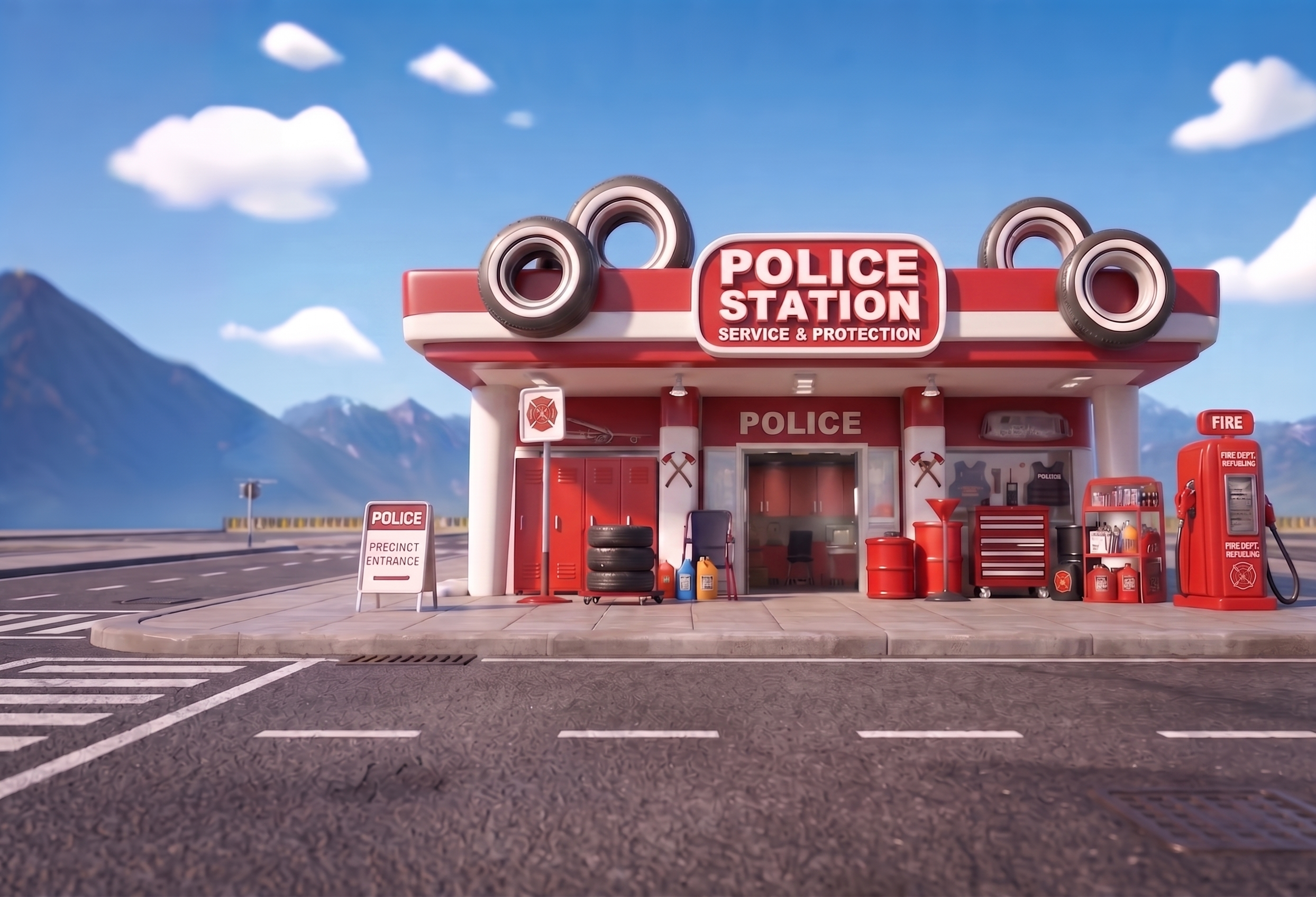 房子配色改成消防红白 - 图片创意预览