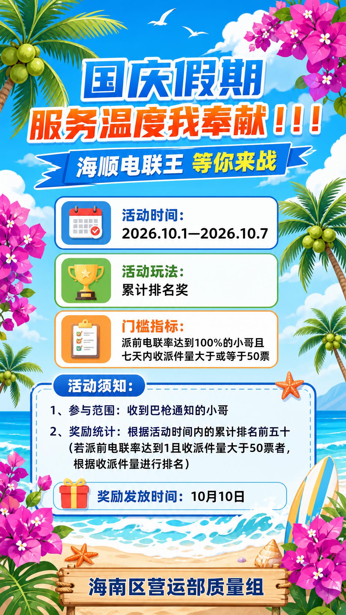 一张竖版9:16的活动宣传海报，扁平插画风格，清新夏日海岛风。… - 图片创意预览