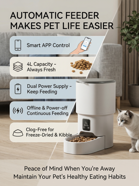 Based on the original product image, design the 9th detail page of this automatic pet feeder for cro预览效果