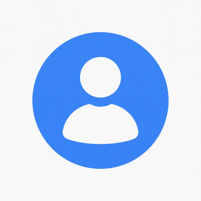 一个简洁的用户图标，位于白色背景中央，图标主体为圆形，填充均匀的蓝色，圆形内部有一个白色的人形剪影，人形剪影由一个圆形头部和一个半圆形躯干组成，线条平滑无装饰，整体设计极简、扁平化，色彩对比鲜明，视觉效果清晰直观。预览效果