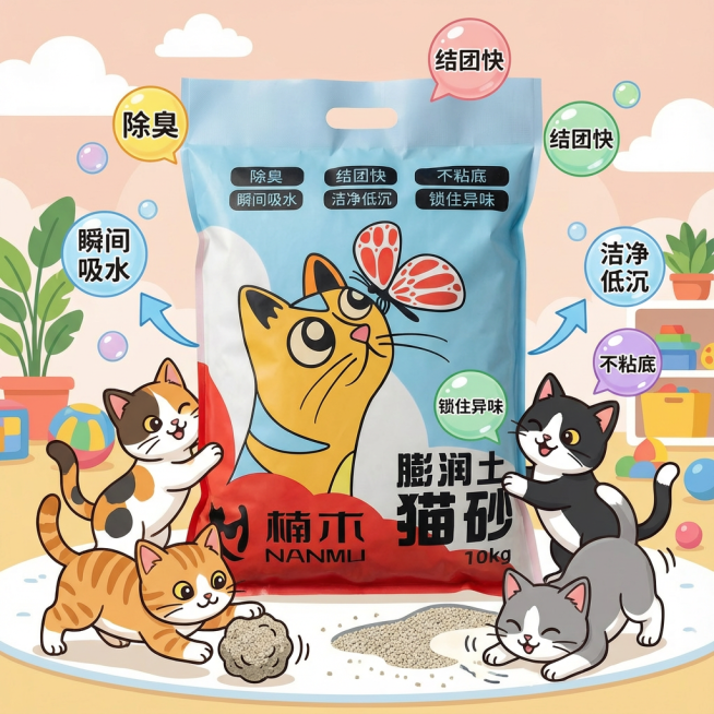 我是在拼多多卖猫砂的 帮我设计10张拼多多主图 要求可爱一点 吸睛一点 可以有小猫点缀预览效果