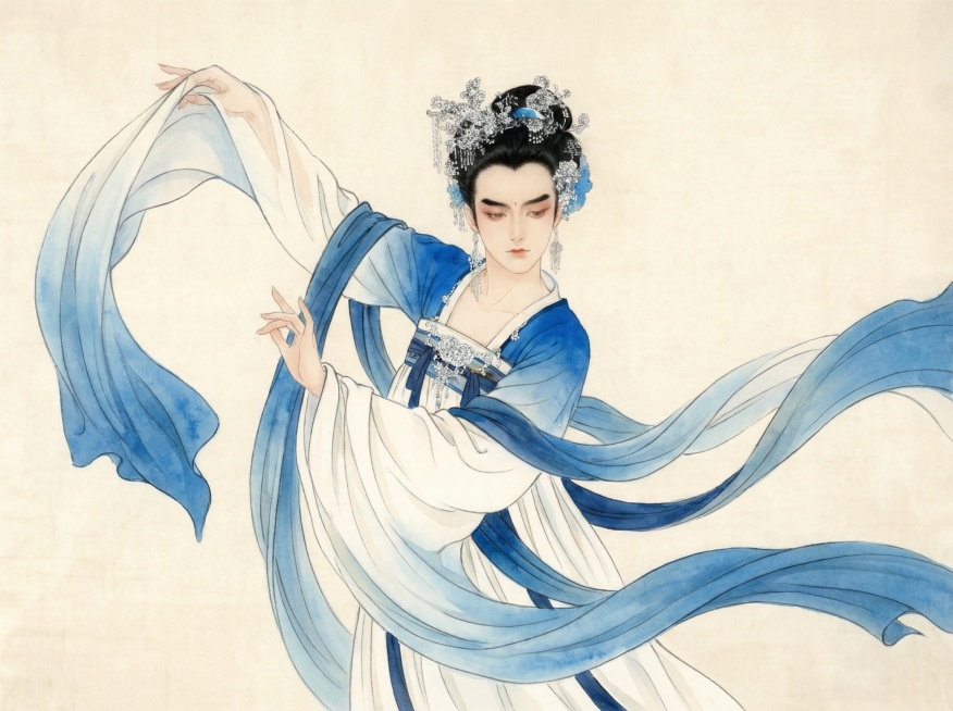 加点手部动作，如水袖翩跹的预览效果