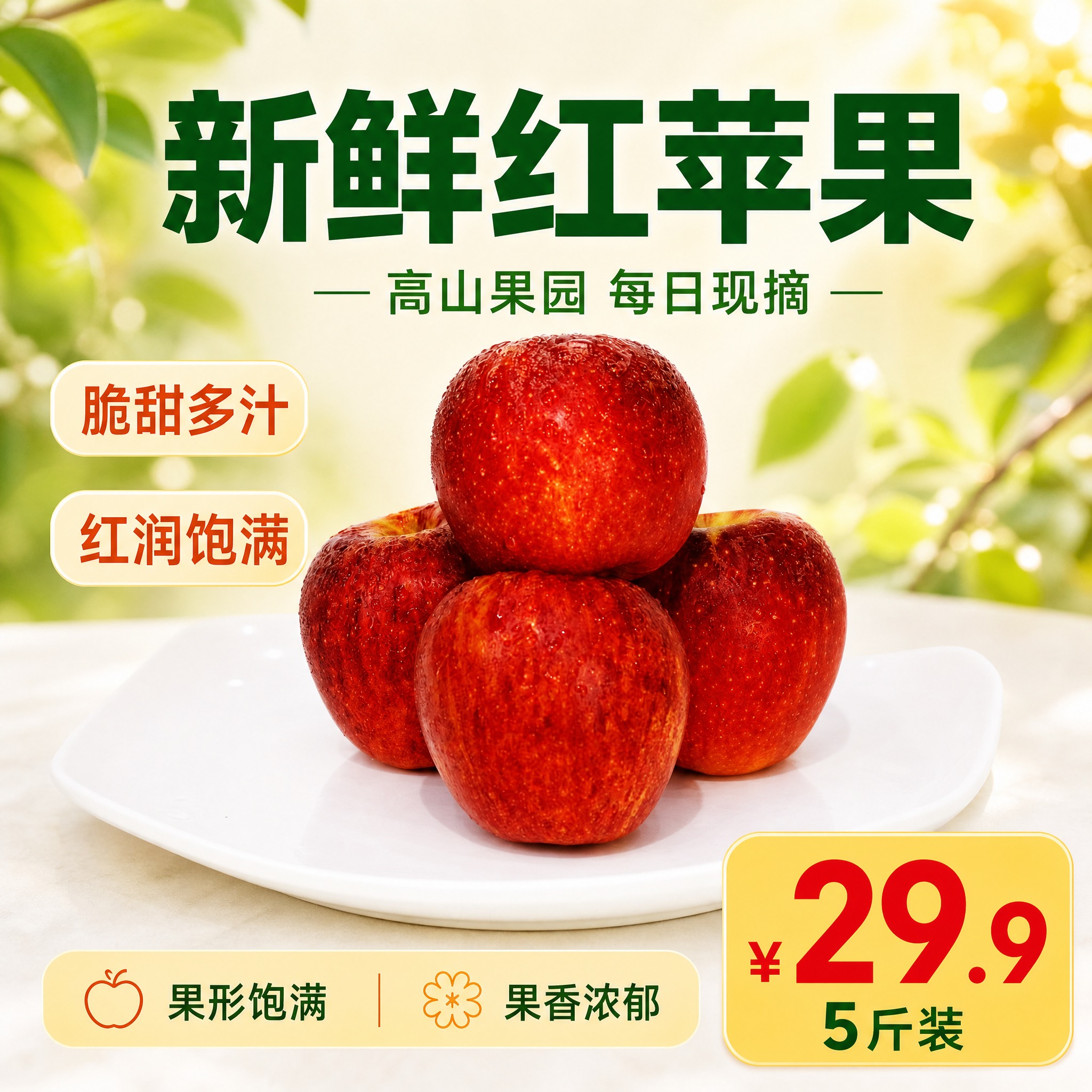 [主图-1] 为红苹果商品制作一张爆款促销感电商主图，800×… - 图片创意预览