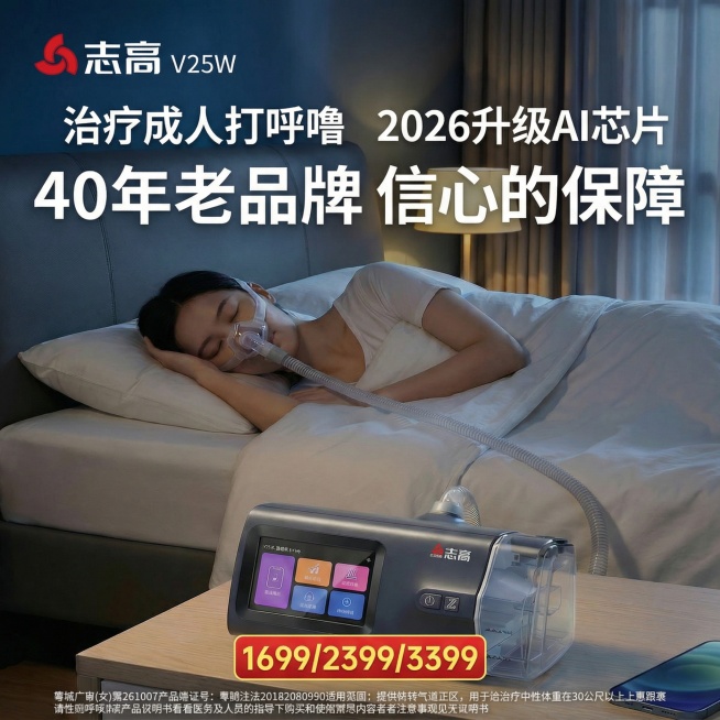非常好。现在我们只改动文字部分。“不要买呼吸机！除非看过我”改成“治疗成人打呼噜 2026升级AI芯片”;“智能ai双水平呼吸机”改成“40年老品牌  信心的保障”并且字号比现在大一号;价格改为“16预览效果
