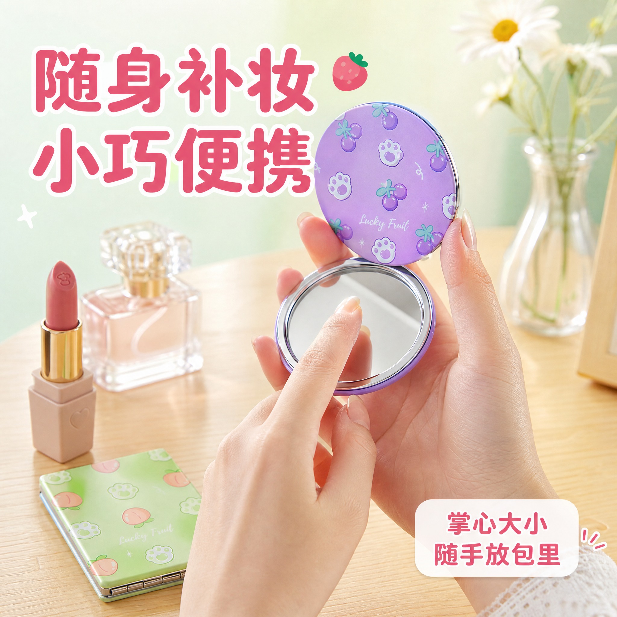 [主图-4] 真实使用场景与便携性展示，体现手持大小和随身补妆… - 图片创意预览