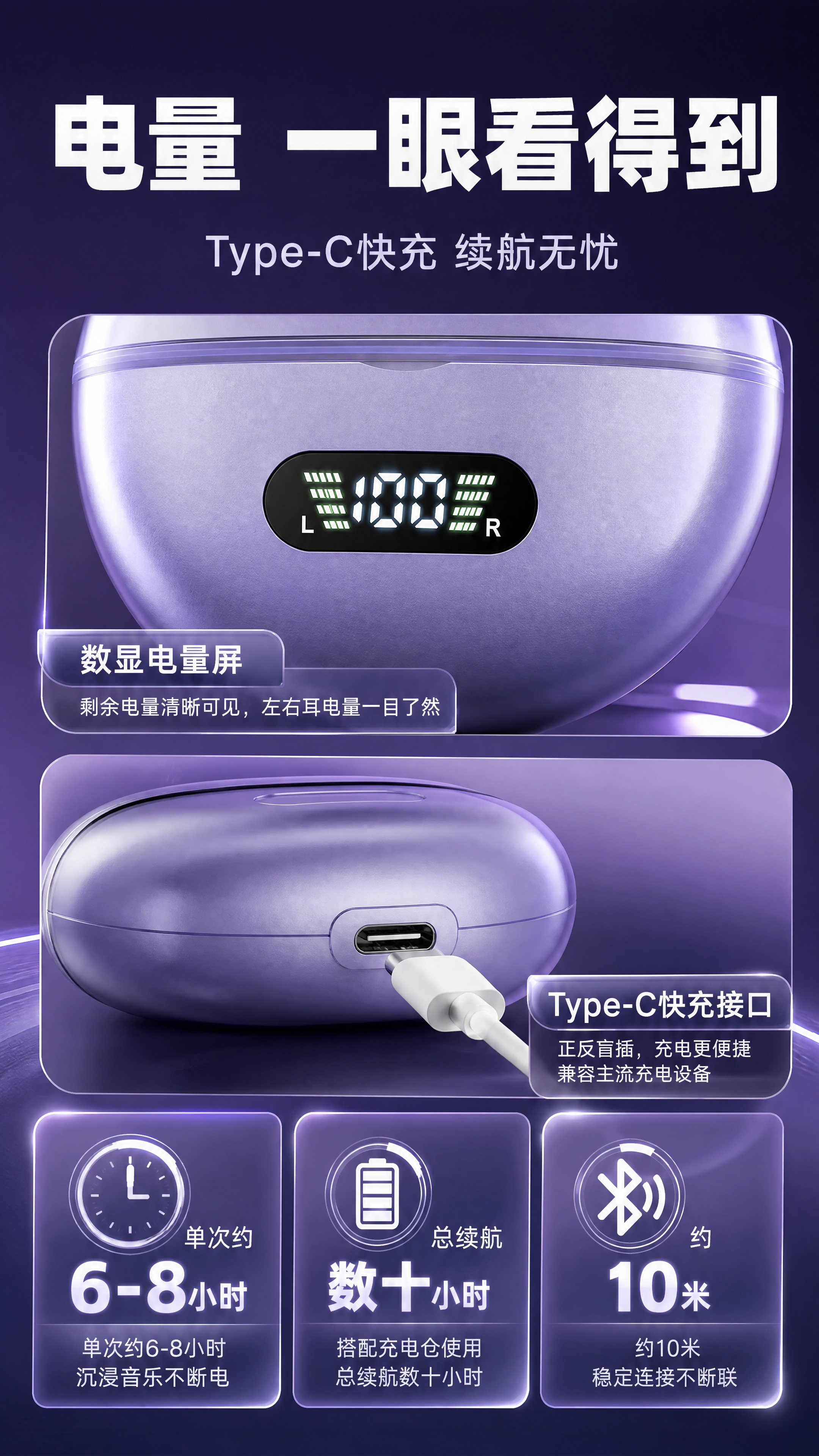 [商品] 使用【图1】日暮紫夹耳开放式蓝牙耳机：保留半透明磨砂… - 图片创意预览