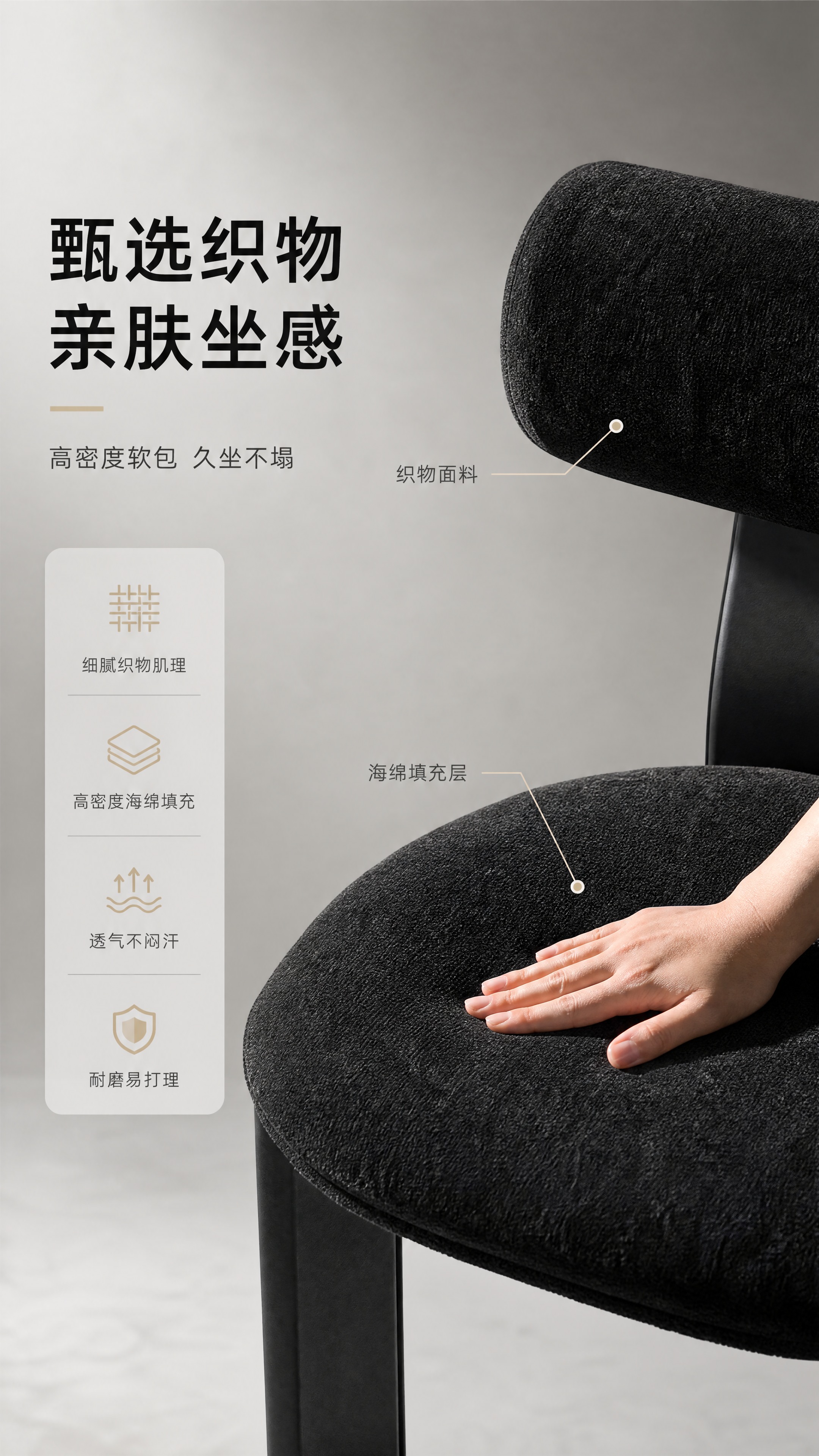 [商品] 使用【图1】普雷托黑色餐椅的座面与靠背局部；保留黑色… - 图片创意预览