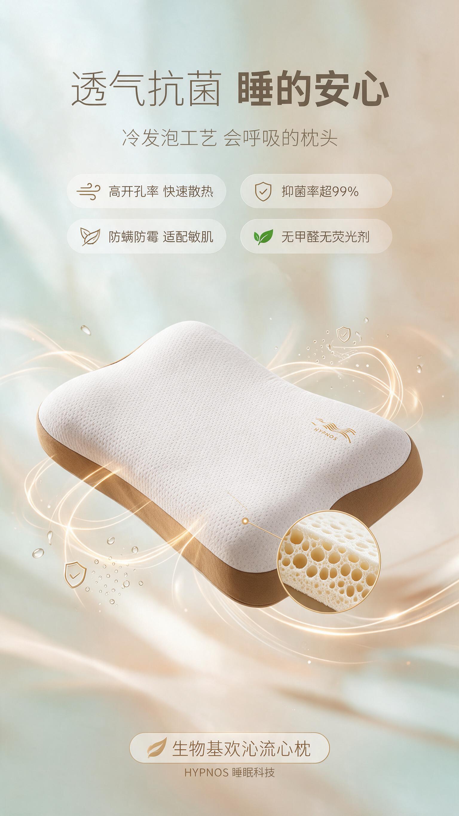 [商品] 使用【图1】生物基欢沁流心枕；保留米白+棕拼色、造型… - 图片创意预览