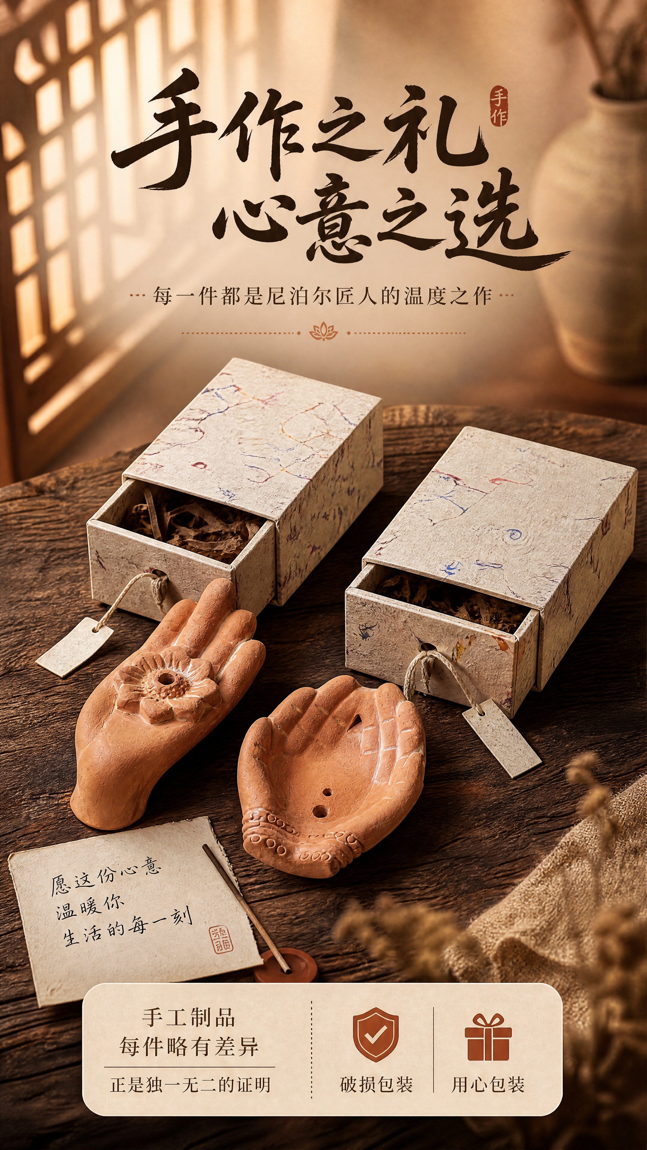 [商品] 使用【图1】两款粗陶香插及手工包装盒；保留香插造型、… - 图片创意预览