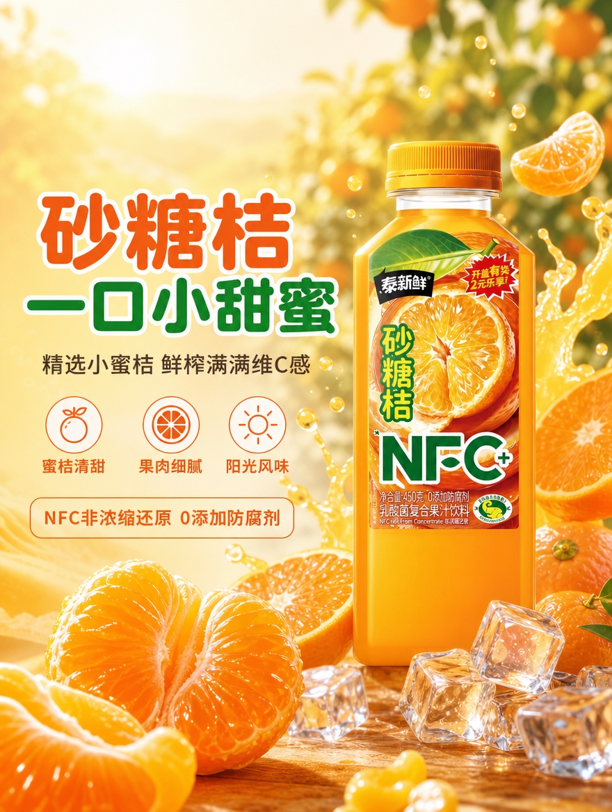 [商品] 使用【图2】泰新鲜砂糖桔口味NFC+果汁；保留方瓶结… - 图片创意预览