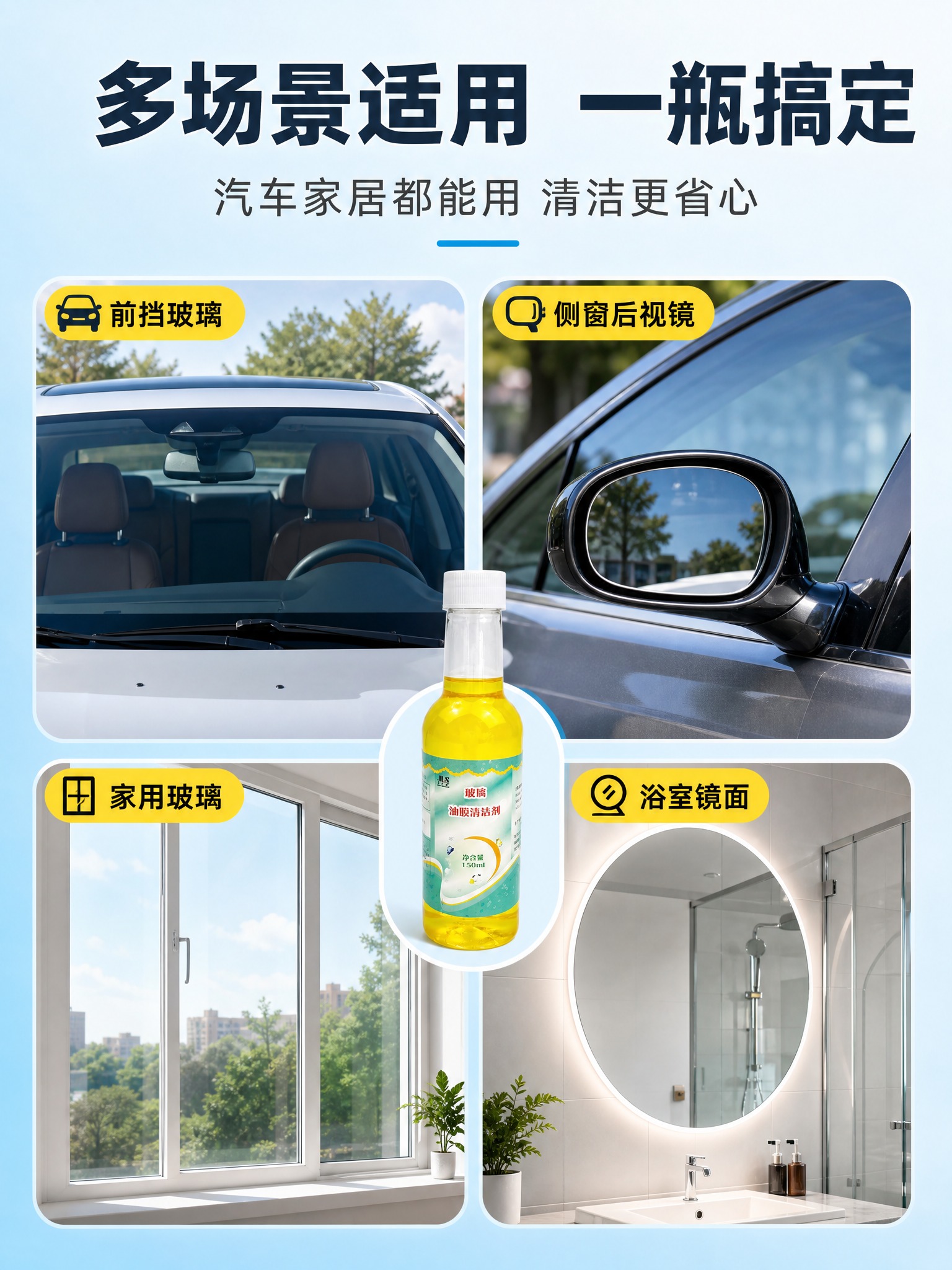 [商品] 使用【图2】1瓶装玻璃油膜清洁剂产品图；保留所有产品… - 图片创意预览