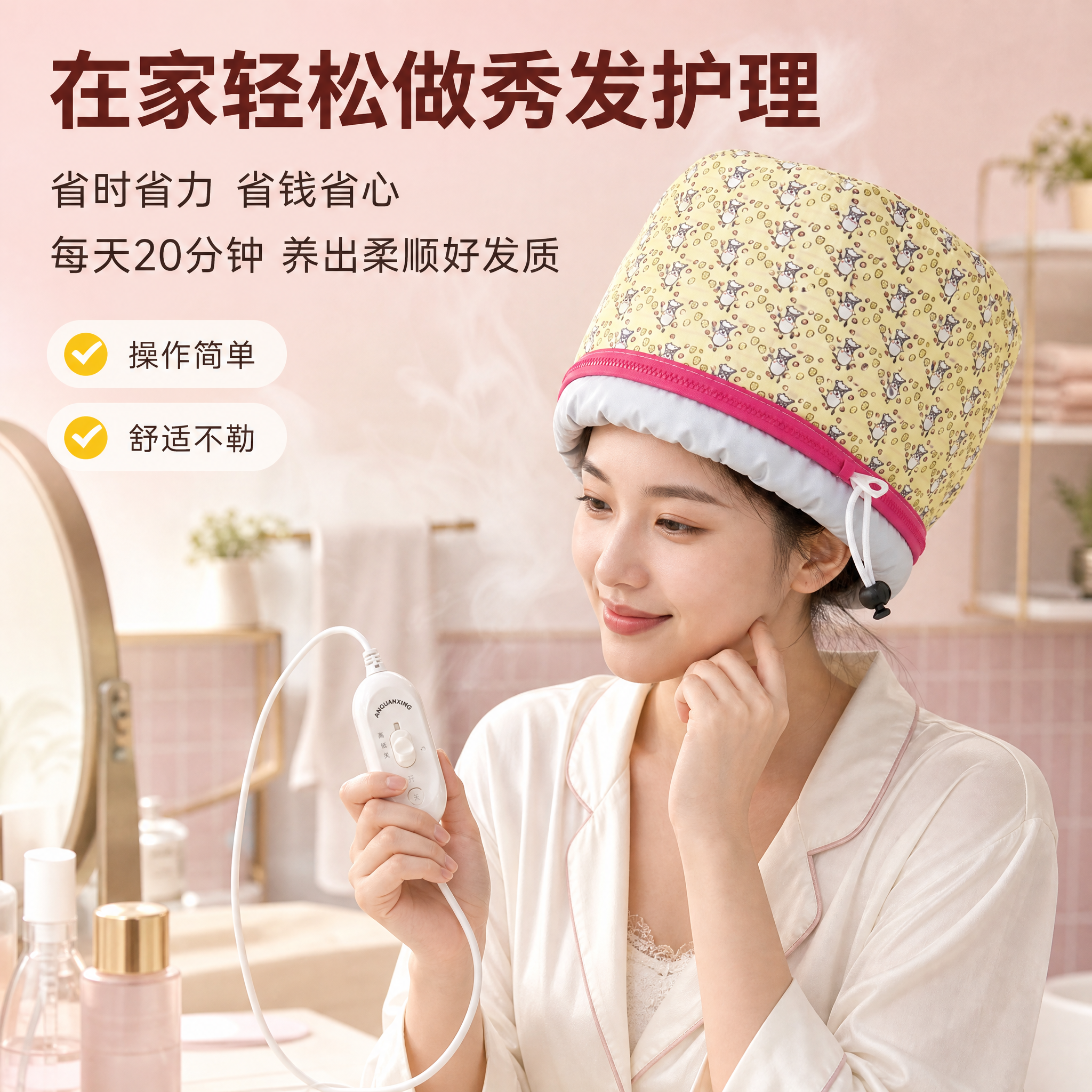 [主图-5] 居家使用场景图 真人佩戴展示 舒适体验。 [统一… - 图片创意预览