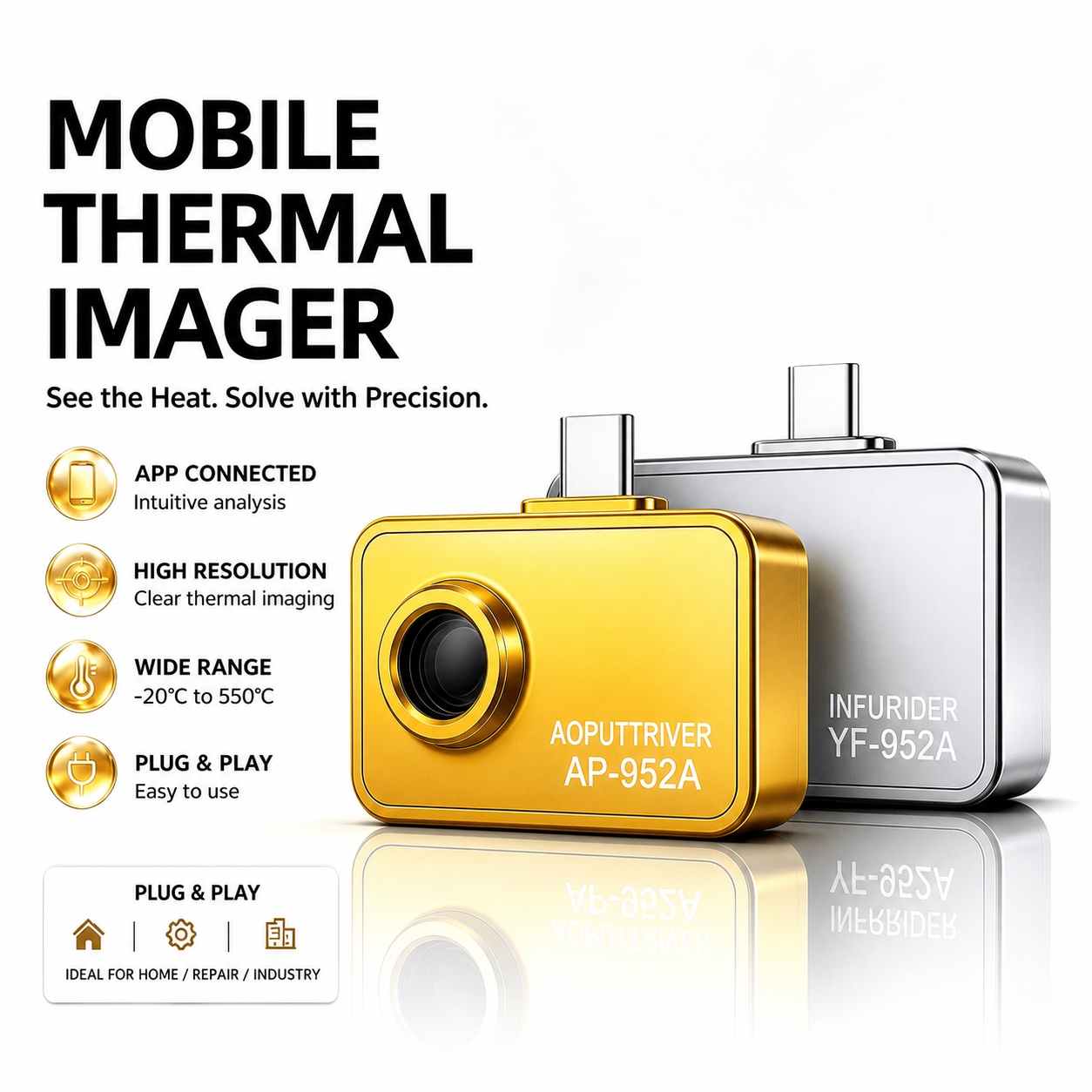 参考第一张图的排版布局：左上角大标题"MOBILE THERM… - 图片创意预览