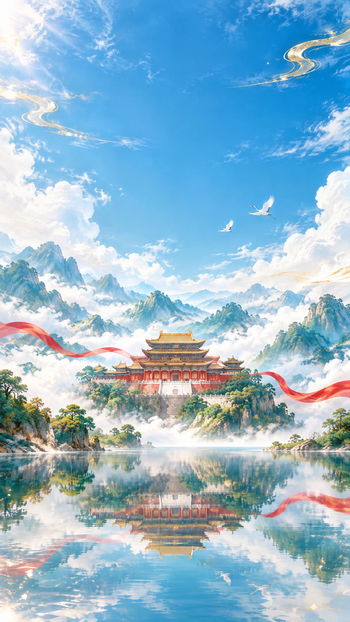 节日庆典主题梦幻海报，竖版9:16构图，简单高级，大气磅礴。上… - 图片创意预览