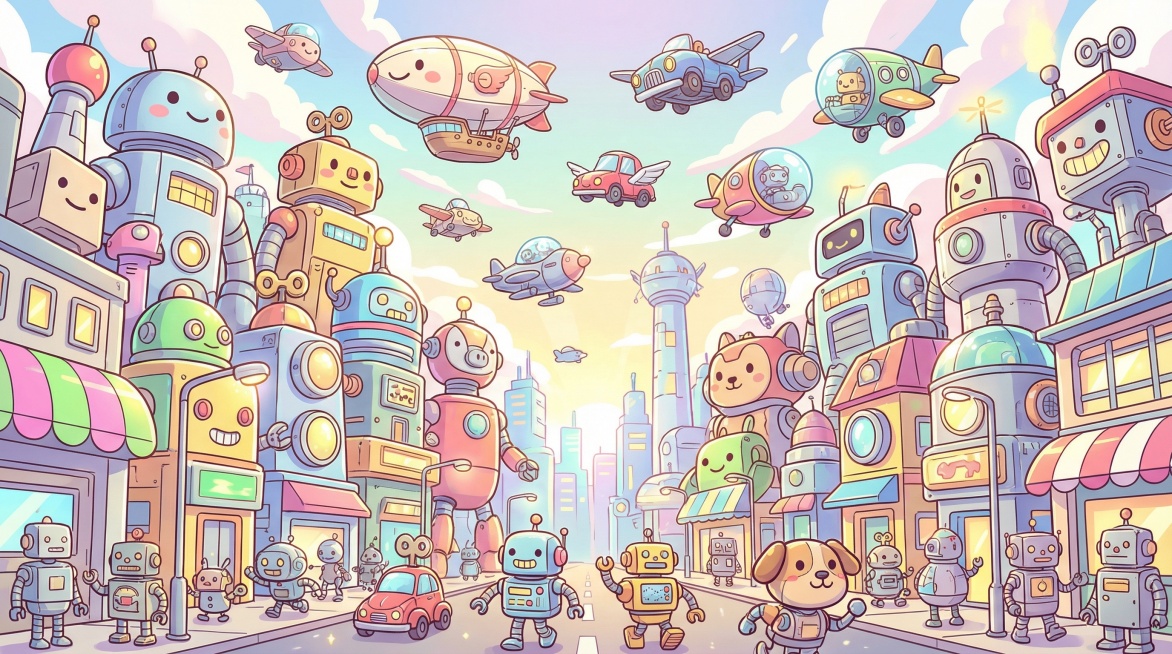 卡通机械都市的背景预览效果