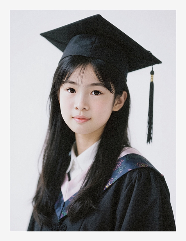 一个女生，白色背景