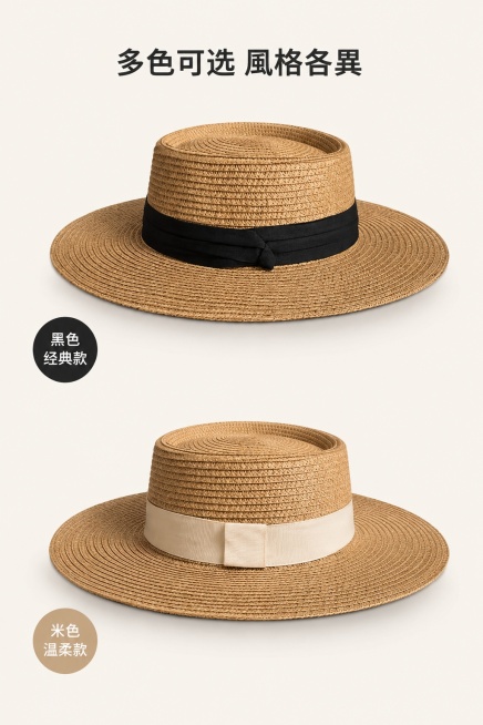 [第7屏] 多色展示页-两款颜色对比矩阵展示。本屏使用【图4】黑色款、【图7】米色款作为产品参考。
[标题版式] 顶部居中主标题，下方分两屏展示，色号标签置于每款产品左下角，清晰对应颜色。
[氛围/风预览效果