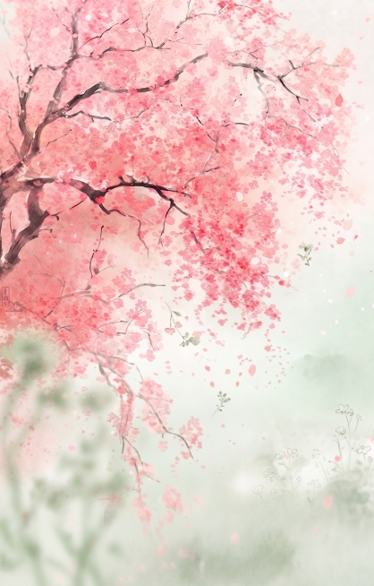 加一些隐约花草，绿色元素预览效果