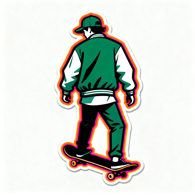 masterpiece, vector illustration, skateboarder silhouette with skateboard, in backside 180 pose, wea预览效果