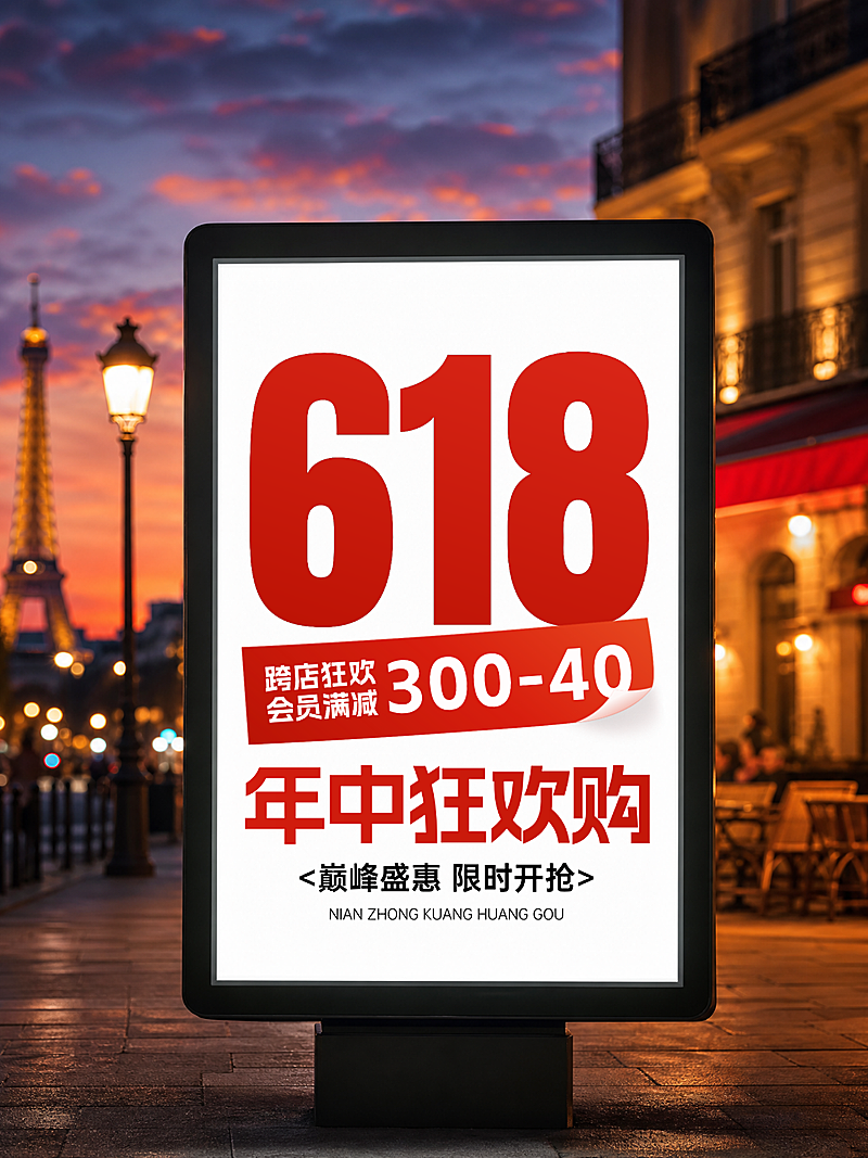 618年中大促促销营销实景大字风小红书封面