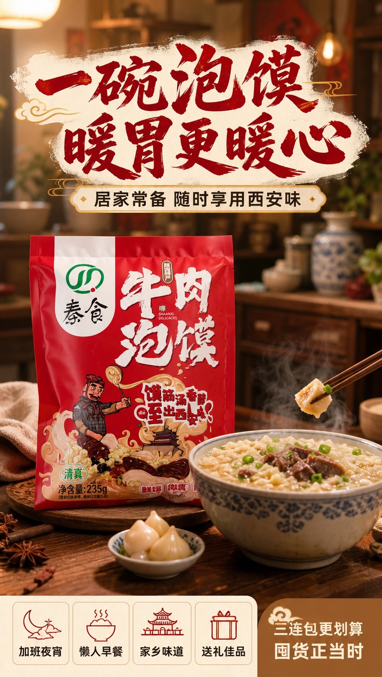[商品] 使用【图7】秦食牛肉泡馍独立小袋单包；保留红色包装、… - 图片创意预览