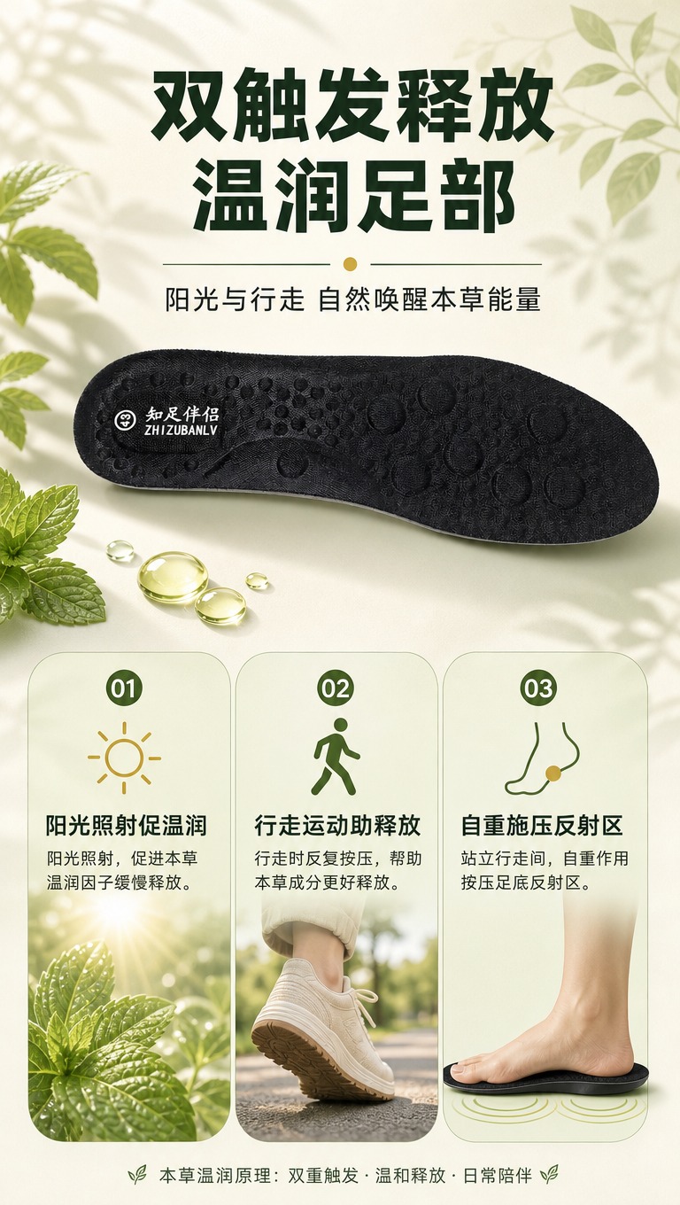 [商品] 使用【图1】黑色本草多维鞋垫；保留整体结构、按摩凸点… - 图片创意预览