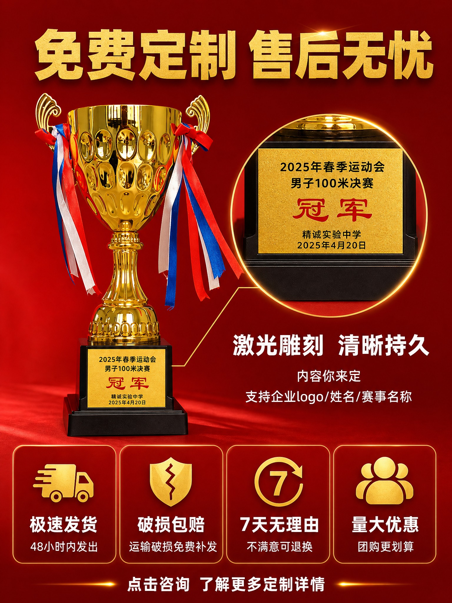 [商品] 使用【图1】金属奖杯定制款；保留金色杯身、双耳造型、… - 图片创意预览