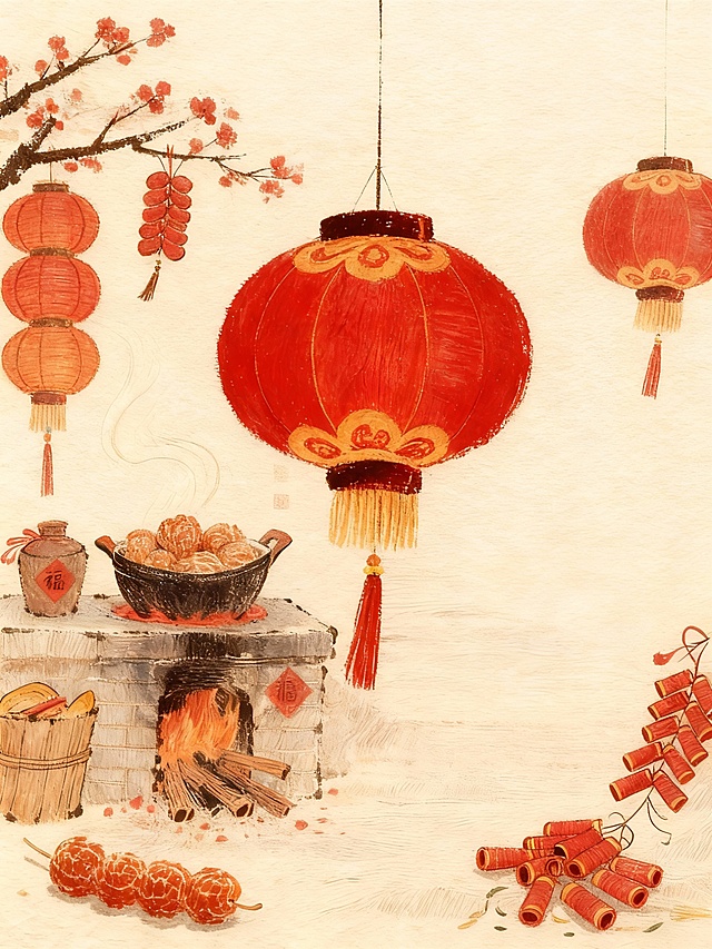 最左边的那三个灯笼，漏出全部，不要有遮挡