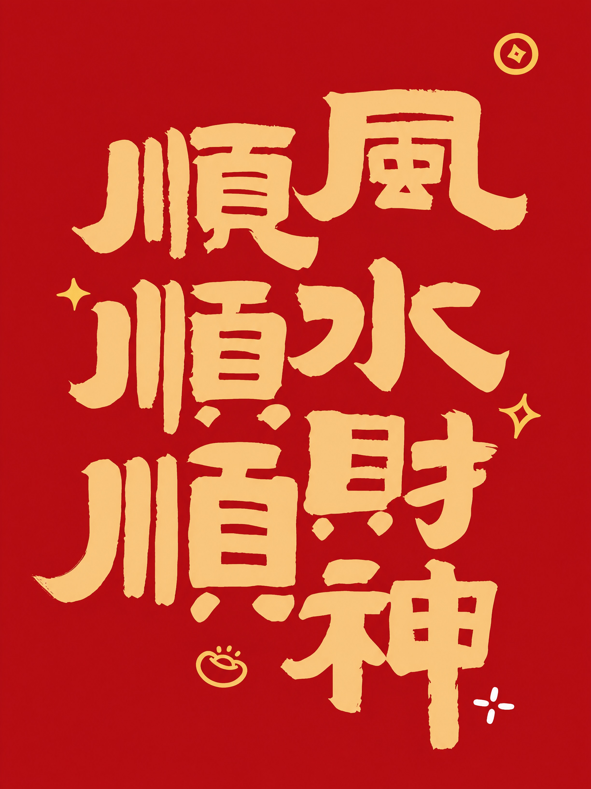 提取图中的门帘图案，红色背景门帘，金色书法字体'顺风顺水顺财神… - 图片创意预览