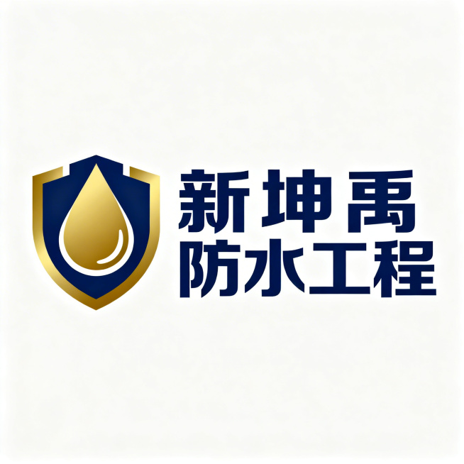 根据“新坤禹防水工程”文字设计LOGO，颜色鲜艳，风格简单大气，设计突出防水特性相关图案，整体专业稳重适合工程企业预览效果