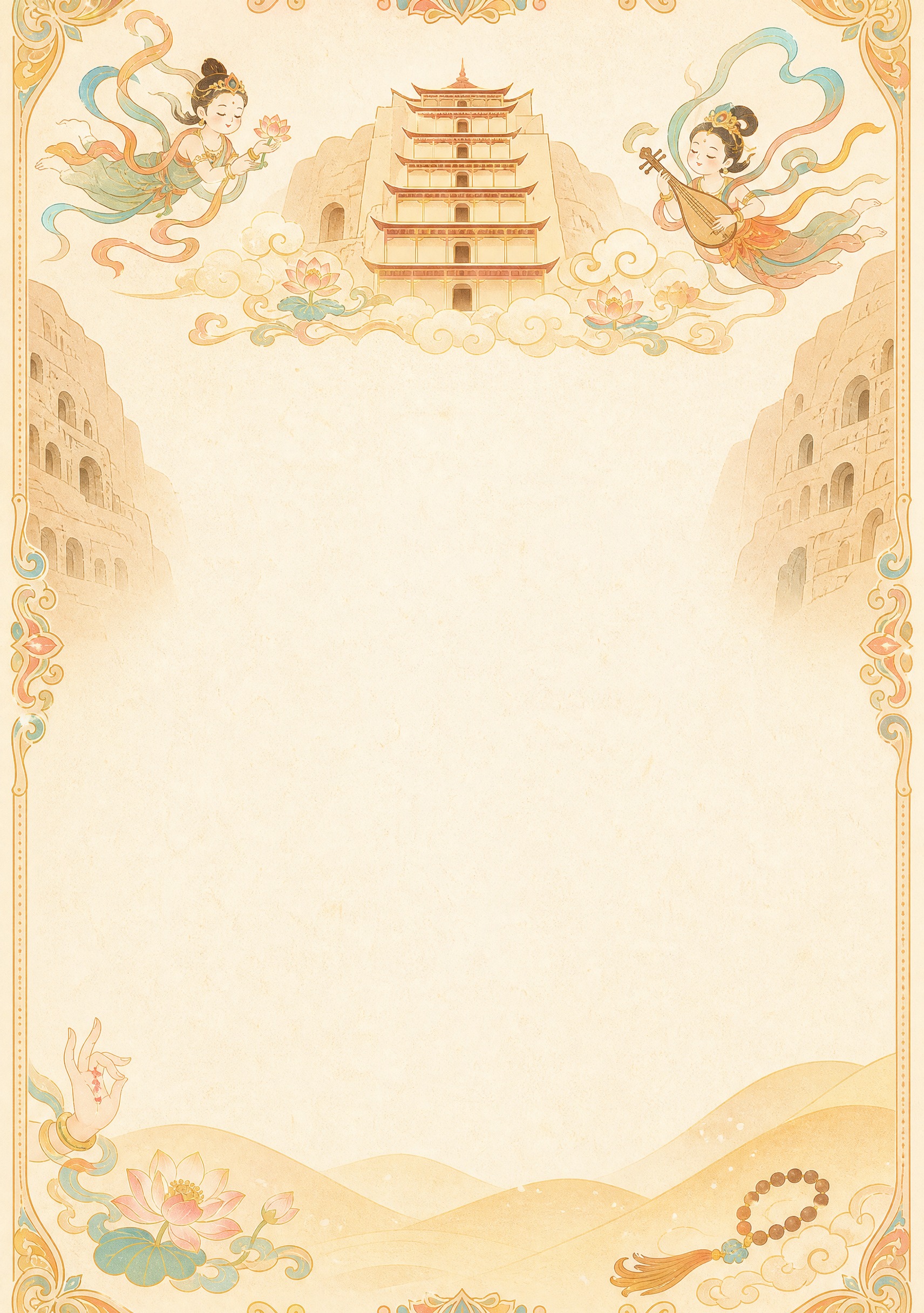 浅色儿童作文集背景设计，主题为遇见莫高窟遇见美好。画面采用淡雅… - 图片创意预览