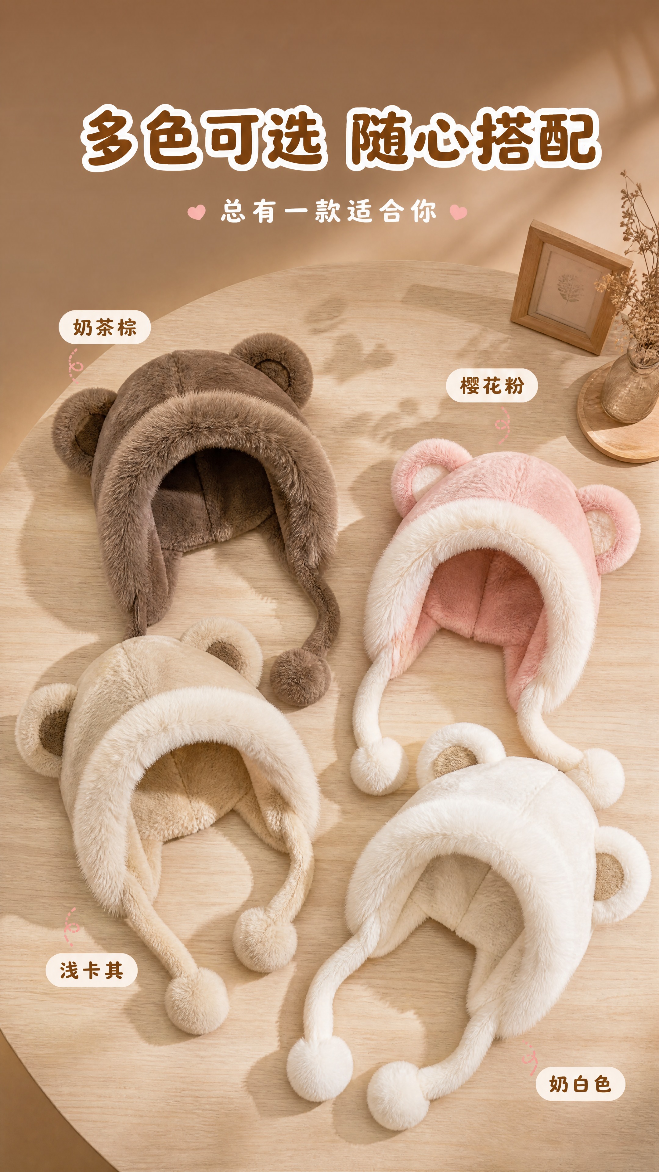 [商品] 使用【图2】多色小熊护耳帽全家福；保留每款帽子的小熊… - 图片创意预览